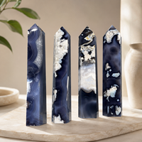 Tour en agate de fleur de cerisier noire, obélisque naturel poli pour la méditation Reiki, la décoration énergétique et la collection de cristaux