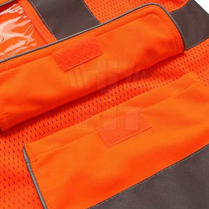 เสื้อกั๊กก่อสร้างตาข่ายโพลีเอสเตอร์ Hi-VIS กันน้ำดีไซน์ใหม่พิมพ์โลโก้ได้ตามต้องการ - Product Image 6