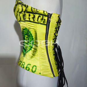 Corset bustier personnalisé sublimé avec imprimé vert « Money » et baleines en acier – Fabricant de corsets de mode à motif dollar - Product Image 4