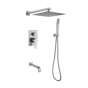 Square Design Rain Shower Set Na parede Duas Funções Escondidas Torneira Do Chuveiro Latão Moderno Contemporâneo Cerâmica Single Handle YUFA