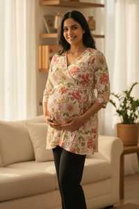 Recién llegado, ropa de enfermería, ropa de lactancia de verano para embarazo, ropa de algodón, camiseta de maternidad, cinturón, línea A, cómoda - Product Image 5