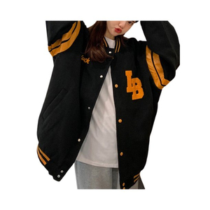 Venta caliente nuevo elegante bordado mangas de cuero Letterman chaqueta mujer Casual chaqueta de béisbol de alta calidad 2025 - Product Image 3