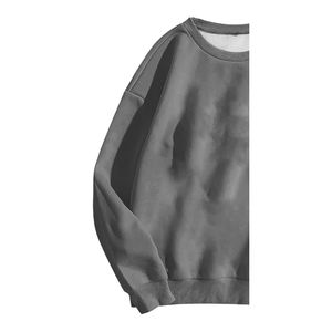 Eco-Friendly Women's Winter Solid Embroidered Breathable Fleece Crew Neck <b>Sweatshirt</b> 340g <b>Grey</b> Windproof Polyester/Cotton - Product Image 6