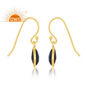 Meilleure qualité en argent sterling plaqué or 18 carats doublet topaze bleue de Londres boucles d'oreilles en quartz et pierres précieuses fabricant de bijoux - Product Image 2