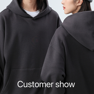 Ensemble de sweat à capuche personnalisé et surdimensionné à épaules tombantes sweat-shirt à tricoter uni Technique lavée commandes en gros décontractées pour les appliques d'hiver - Product Image 6