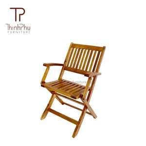 Chaise pliante en bois d'acacia la plus vendue, design contemporain, portable pour cour, parc et villa - Meubles Thinh Phu - Product Image 1
