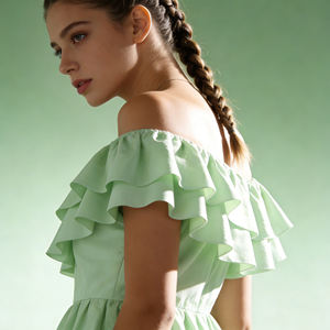 Mono Elegante con Volantes y Hombros Descubiertos, Holgado y Transpirable para Verano, Primavera, Playa, Escapadas a Resort, Uso Diario Informal, Gran Venta 2026 - Product Image 4