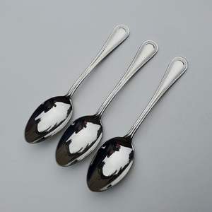 Stainless Steel American Style Serving Spoon Set of 4 with Long Handles <b>Mirror</b> Polish Sustainable Durable Finish for Wedding - Product Image 5