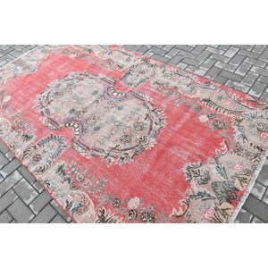 พรมวินเทจตุรกีขนาด 5.1x8.9 ฟุต พรมขนาดใหญ่ พรมขนสัตว์ลายดอกไม้สีแดงเขียว - Product Image 4