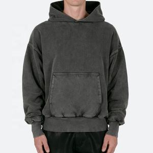 Sweat à capuche en molleton français délavé de qualité supérieure de marque OEM, style streetwear, sans cordon, logo personnalisé, sweat à capuche pour homme - Product Image 1