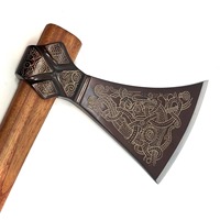 Hache à double lame en acier à haute teneur en carbone, faite à la main, tête barbue, personnalisable, pour usage industriel/DIY, chasse, bushcraft, combat, bois/acier
