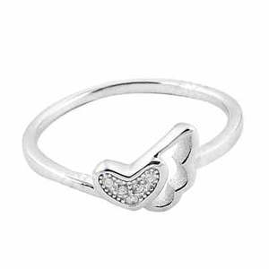 Anillo Romántico de Plata 925 con Corazón para Mujer con Circonita Cúbica, Chapado en Rodio, Joyería Fina - Product Image 1