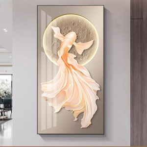Living Room Entrance Decoration Modern Luxury Aluminum Alloy Vertical Abstract Hanging <strong>Light</strong> Eco-Friendly UV Printed <strong>Canvas</strong> - Product Image 2