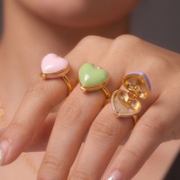 Nouvelle bague ouvrable en forme de cœur macaron, médaillon cœur ouvrable, bijoux colorés polyvalents pour filles, vente en gros