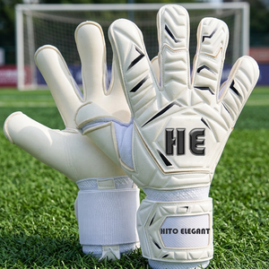 Gants de gardien de but en latex blanc gaufré allemand antidérapants à doigts entiers, style dernier cri, avec sangle en latex allemand de 4 mm, coupe hybride - Product Image 4