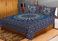 Reine taille bleu Mandala housse de couette ensemble ethnique indien Style bohème drap de lit plat 2 oreillers assortis pour décor de literie pour enfants