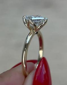 VVS 2 Princess Cut moissanite Diamond Engagement <b>Ring</b> Sterling Silver Religious Style Inlay Perfect Anniversary - Product Image 1