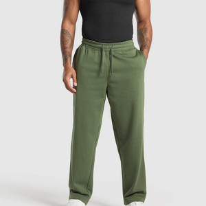 Nouveau tissu de coton vert Olive de haute qualité pour hommes survêtement lavé à séchage rapide pour hommes respirant Baggy Style jambe droite Joggers - Product Image 5