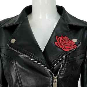 Nouvelle veste de moto en faux cuir pour femme avec manteau d'équitation vintage Peplum rose - Product Image 3
