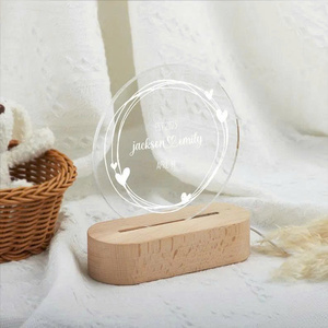 Tùy chỉnh khắc vòng Acrylic dẫn ánh sáng ban đêm độc đáo tình yêu món quà kỷ niệm, trang trí phòng ngủ ấm cúng, ánh sáng lãng mạn mềm mại. - Product Image 3