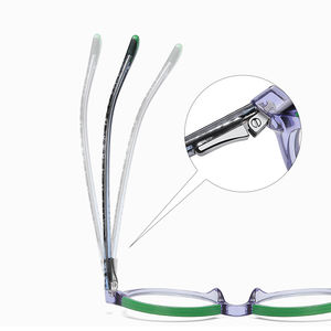 แว่นตาสำหรับเด็กหญิงทรงกลมป้องกันแสงสีฟ้า TR90บานพับสปริงโปร่งใสสีชมพูม่วงแขนแทรกทำจากโลหะคุณภาพสูงสำหรับทางการแพทย์ - Product Image 5