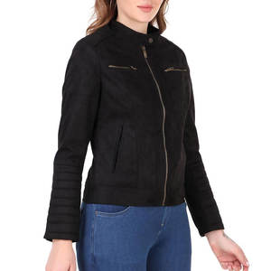 Modern Cropped Genuine Leather Bomber Jacket with Flared Hem Feminine Fit Asymmetric <b>Wrap</b> Design for Autumn - Product Image 5