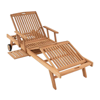 Chaise longue classique moderne en teck, résistante aux UV, écologique, pour l'extérieur, le patio, le salon, les hôtels, les villas