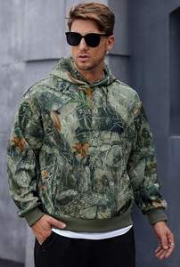 Sweat à capuche décontracté pour homme, imprimé numérique, logo frontal, poids moyen, doux, avec poche - Product Image 3