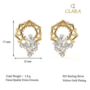 NOVAMART Fine Premium 925 <b>Sterling</b> <b>Silver</b> <b>Stud</b> Earrings for Women & Girls Trendy Diamond Water Drop Geometric Design Parties Who - Product Image 3