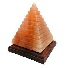 Pyramide décorative Lampe au sel de l'Himalaya avec sculpture d'animaux et base en bois pour une lueur naturelle à la maison - Product Image 6