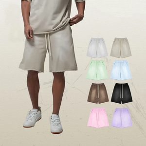 Pantalones Cortos Deportivos para Hombre, Estilo Jogger, Lavado Ácido, 100% Algodón, Cintura Alta, Transpirables, hasta la Rodilla, Dobladillo sin Rematar, Estilo Desgastado, Felpa Francesa - Product Image 2