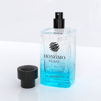 Flacon de parfum carré plat de luxe 100 ml en verre avec sérigraphie, élégant, vide, pour cosmétiques, avec couvercles en plastique, diffuseur de parfum