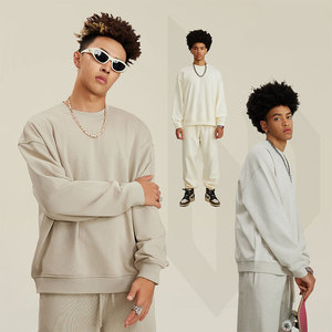 ODMOEM 2025 nouveau 450gsm confortable vierge 100% coton unisexe pull à col rond logo personnalisable Hoodies - Product Image 1