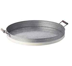 Buy Galvanised Metal Tray Stainless Steel <b>Serving</b> Tray <b>Set</b> Eco-Friendly Polished Classic Design Wedding Dishwasher Safe Home Use - Product Image 3