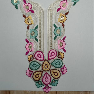 Col de cou brodé en tissu filet avec paillettes pour robe Kurti Saree de style ethnique et textiles de maison - Product Image 5