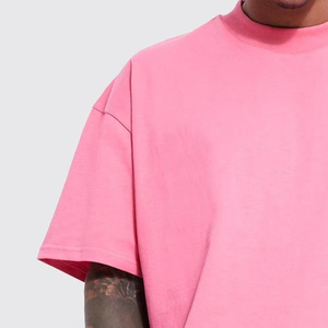 Precio al por mayor Regular Fit manga corta Camiseta cuello redondo de los hombres de alta calidad transpirable liso hombro caído camiseta - Product Image 3