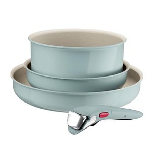 Juego de Sartenes Antiadherentes Modernas de 4 Piezas Ingenio Pastel con Mango Desmontable, Compatible con Horno de Inducción, Ahorro de Espacio, Verde Salvia - Product Image 1
