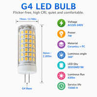 Ampoule LED G4 en céramique de haute qualité à 360 degrés, 7W, AC220-240V, à économie d'énergie, pour éclairage mural et luminaire suspendu à domicile