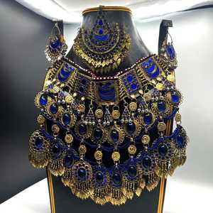 2024 nueva tendencia de alta calidad hecha a mano turquesa Color personalizado conjuntos de joyería afgana pendientes collar tocado Tikka conjuntos - Product Image 2
