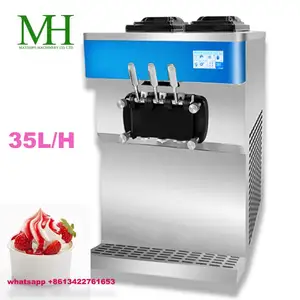 Máquina de sorvete JuanMing comercial de três sabores, máquina de sorvete macio com função de arrefecimento rápido e descongelamento