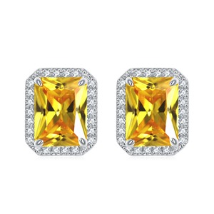 Pendientes de tuerca sólidos de alta calidad 925, joyería de Plata de Ley 925, piedras preciosas hechas a mano, cuarzo amarillo con pendientes de tuerca de topacio blanco - Product Image 1