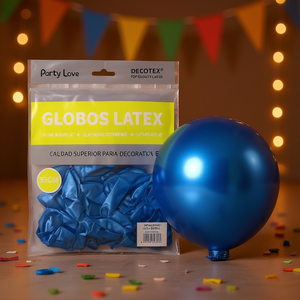 Palloncini in lattice Party Love 12 cm blu metallizzato, confezione da 50 pezzi, decorativi - Product Image 3