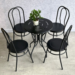 CBCF296 Modern Round Coffee Table and 4 Iron Cafe Chairs Combo <b>Restaurant</b> Furniture <b>Set</b> for <b>Restaurants</b> and Cafes - Product Image 2