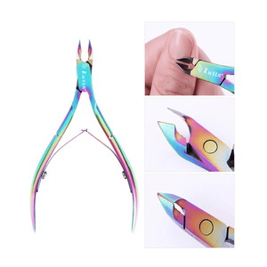 Coupe-cuticules professionnel pour nail art, finition arc-en-ciel, lames droites et courbées, manche en plastique pour des manucures et pédicures faciles à domicile - Product Image 1