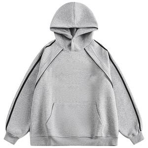 Sweat à capuche gris surdimensionné pour homme, logo personnalisé imprimé, pull à capuche décontracté, 100% coton molletonné, pour unisexe, 2026 - Product Image 4