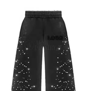 100% Cotton Winter Hooded Solid Latest Design <b>Rhinestone</b> Tracksuit Customized Logo Plus Size Breathable Men - Product Image 6