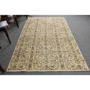 Tapis en laine marron beige classique 5x8ft Style turc Patchwork Rectangle soutenu en latex pour salon chambre ou Bedside-4m largeur - Product Image 3