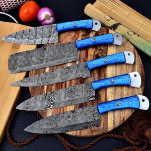 High Quality 5-Piece Kitchen <b>Knife</b> Set with High-Carbon Forged Steel Handles Cleaver Type <b>Sharpener</b> Acrylic Stand - Product Image 1