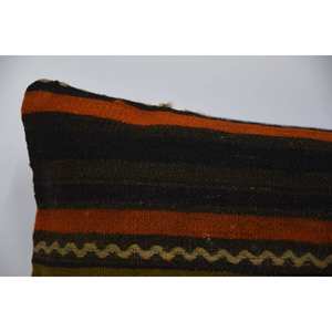 Oreiller Patchwork Kilim en laine brune Oreiller d'accent tissé de luxe 12x48 pouces avec literie portable à imprimé floral vintage pour Noël - Product Image 2