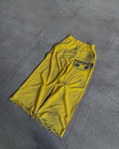 Pantalon d'hiver pour homme en molleton de coton de haute qualité, taille élastique, taille mi-haute, devant plat, style streetwear, doublure en molleton, délavé au soleil - Product Image 4